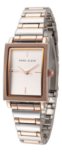 Reloj Mujer Anne Klein Cristal Mineral 21 Mm Ak/3763svrt Color de la correa Plateado Color del bisel Rosa dorado Color del fondo Plateado