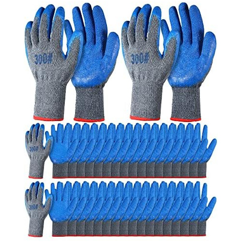 36 Pares De Guantes De Trabajo De Doble Capa De Látex,...