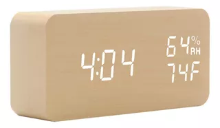 Reloj Despertador Smart Sound Control Led Reloj De Madera