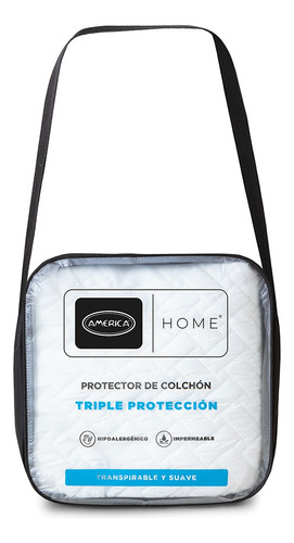 Cubre Colchón América Triple Protección Individual Color Blanco Diseño De La Tela Liso