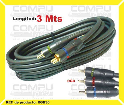 Cable Video Componente (rgb) 3x3 3m Ref: Rgb30 Computoys Sas