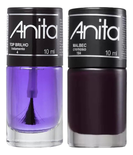 Esmalte Malbec + Top Brilho 10ml Anita