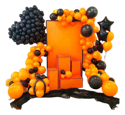 Kit Globos Halloween Corazón Negro Naranja Estrellas Regalo