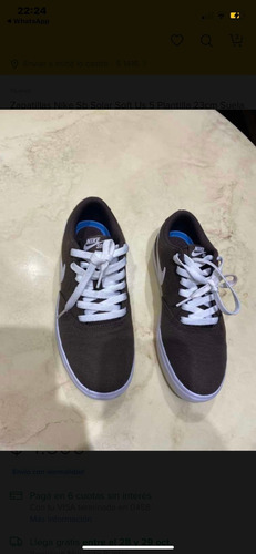 Zapatillas Nike Sb Solar Soft Us 5 Plantilla 23 Cm Suel 25 C