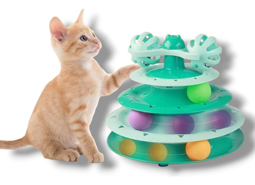 Juguete Laberinto Para Gatos Interactivo Pelotas Torre 