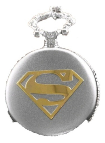 Relógio De Bolso Colar Super Homem (prateado) Novo!!!!