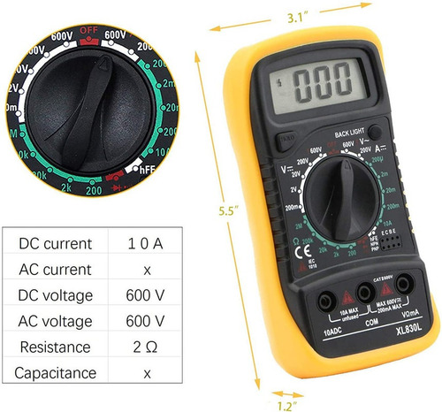 Imagen 5 de 8 de Tester Digital Compacto Con Luz A Bateria Premium Oferta Ax®
