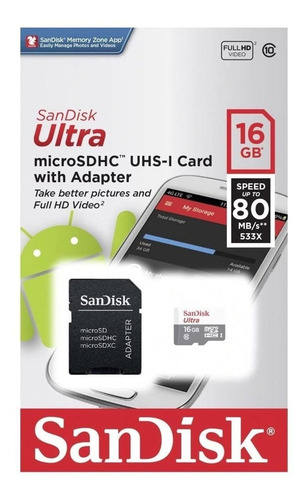 Cartão Memoria Micro Sd Ultra 32gb Classe 10 80mbs Sandisk