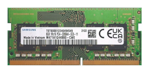 Memoria Ram Samsung 8gb Ddr4 1rx16 Pc4-3200aa Sodimm Laptop