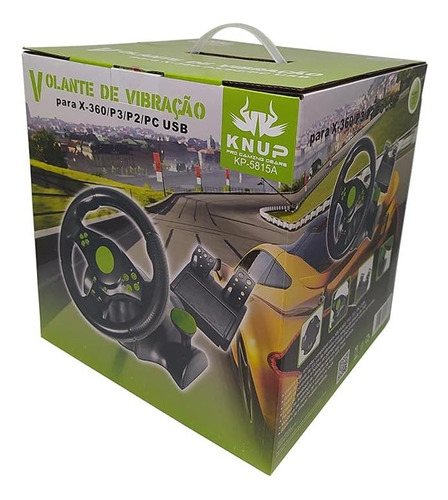 Volante Gamer Com Pedais, Cambio. Xbox360, Pc, Ps2, Ps3 Cor Preto
