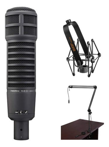 Electro-voice Re20 Broadcast Announcer Microfono Negro Brazo