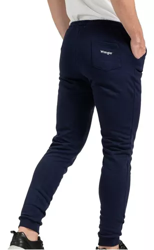 Pantalon Jogging Hombre Wrangler Friza Puño Azul