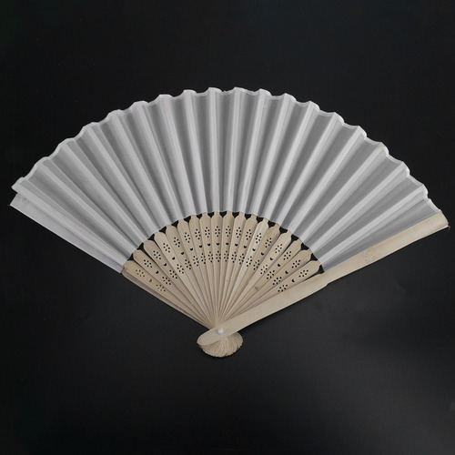 Abanico De Mano De Tela De Color Blanco De 21 Cm Por Lote, A