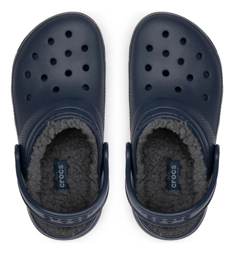 Zuecos Corderito Niño Crocs Original Classic Lined Clog Azul
