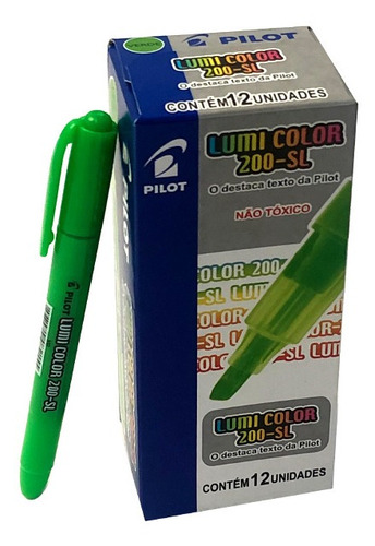 Caneta Marca Texto Lumicolor Pilot Verde Cx C/12 Un