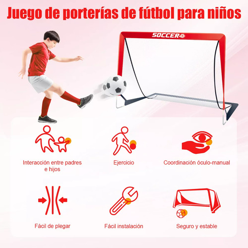 2pcs Portería De Futbol Niños Con Accesorios Entrenamiento