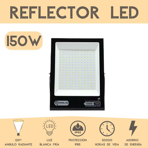 Reflectores Led De 150 Watts Luz Blanca Fría 6000lm Protección Ip65 Base Ajustable 10 Piezas Ideal Para Exterior Delgado