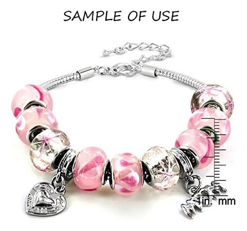 Rubyca Pulsera Con Dijes Europeos, Cadena De Serpiente Chapa