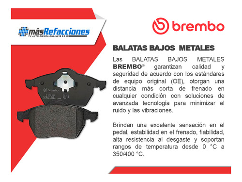 Balatas Bajos Metales Traseras Slk280 2006-2008