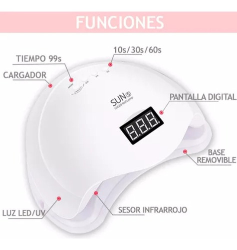Lámpara De Secador De Uñas Led De Gel Esmalte Profesional 5