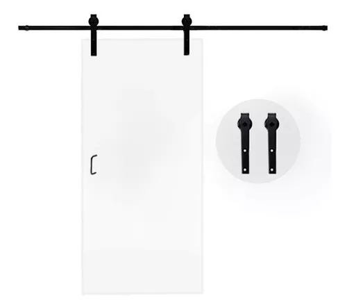 Kit herrajes puerta CORREDERA, herraje puerta GRANERO guía de 2m o 3m y  accesorios corredera en color negro y blanco
