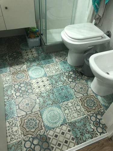 Vinilo Azulejo Mosaico Adhesivo 30x30 Piso X 10u Laminado Color Lisboa