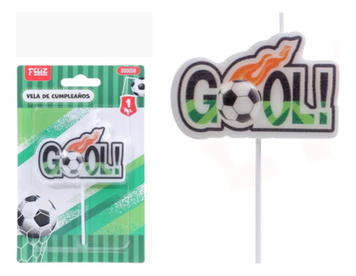 Vela Cumpleaños Diseño Fútbol Gool Pelota 1 Un Somoscotillon