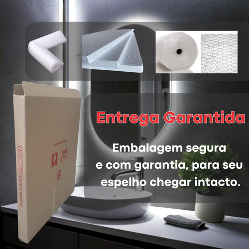 Espelho Oval 100x60cm Com Iluminação Em Led E Sensor Touch