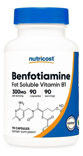 Benfotiamina 300 Mg, 90 Cápsulas-nutricost