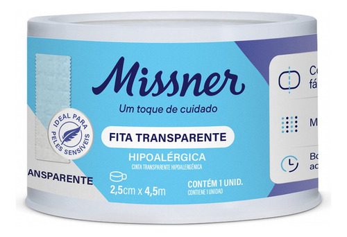 Fita Micropore 2,5cm X 4,5 M Transparente Missner