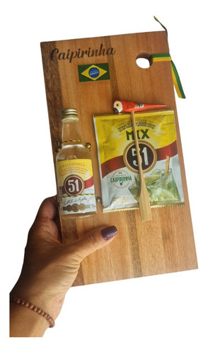 Kit Caipirinha Cachaça Tábua Souvenir Lembrança Do Brasil