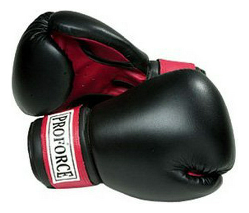 Pro Guantes De Boxeo De La Fuerza De Cuero - Negro Con Rojo 