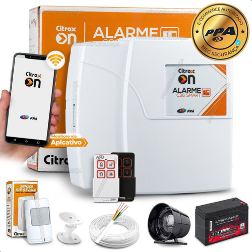 Kit Central Alarme Wifi 2 Control Sensor Infra Siren Bateria