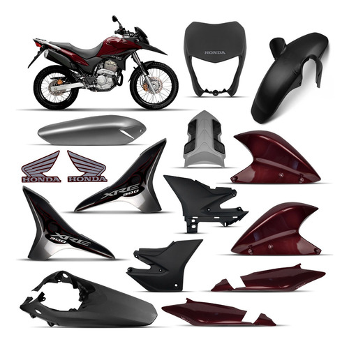 Kit Plásticos Carenagem Honda Xre300 2011 Vermelho Adesivada