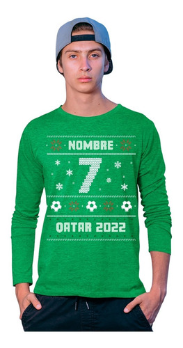 Playera Personalizada Número-larga- Ugly Sweater- Qatar 2022