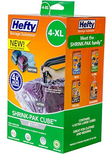 Hefty Shrink-pak - 4 Bolsas De Almacenamiento Extra Grandes