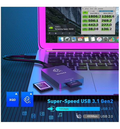 Imagen 8 de 8 de Lector Cfexpress Y Xqd Usb 3.1 Y Usb Tipo C Hasta 10gbps