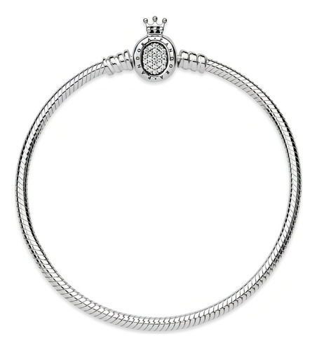 Brazalete Pandora Moments Corona O Y Cadena De Serpiente Color Plata Talla 18 cm