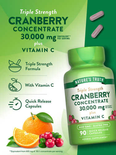 Nature's Truth Arándano 30000mg Y Vitamina C 90 Cápsulas