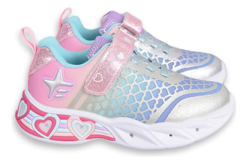 Zapatilla Nena Footy Wow 590 Sirena Corazón Con Luz Al Pisar
