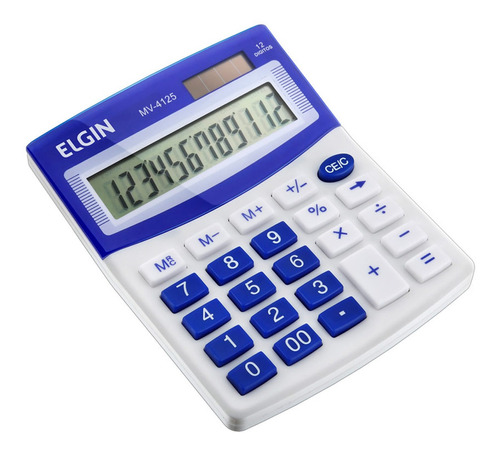 Kit 4 Calculadora Mesa Elgin Mv 4125 Azul 12 Digitos