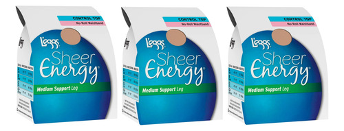 Medias A La Cintura Leggs Sheer Energy Control Top (3 Pack)