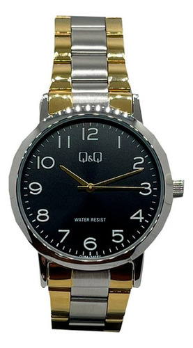 Reloj Q&q Hombre Q18a-507py Pulsera Color de la correa Plateado/Dorado Color del fondo Negro Q18A-507PY