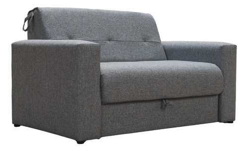 Sofa Cama Sillon 2 Cuerpos Cama 1 1/2 Plaza Living Dpto Gris Oscuro Liso
