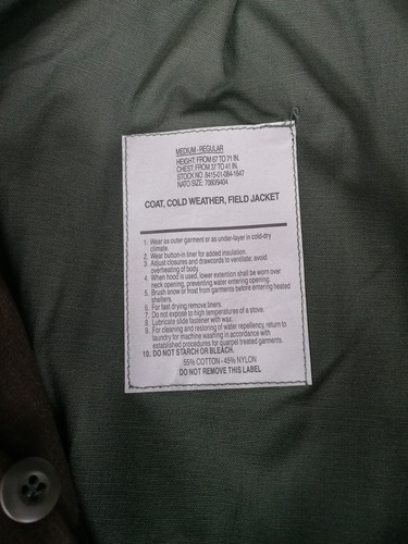 Chamarra Militar Us Army M-65 Woodland M-reg. Americano (Usado)