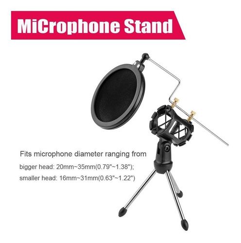 Soporte Tripode Microfono De Mesa Con Antipop Soporte Elefir
