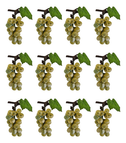 Kit 12 Mini Cacho De Uvas Artificias Cor Verde-claro
