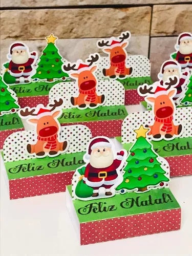 5 lembrancinhas Natal - 5 Caixas personalizada Natal para 5 bis