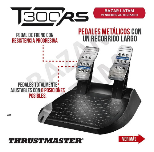 Combo Thrustmaster T300 Rs+palanca Th8a+pedalera T3pa Pro