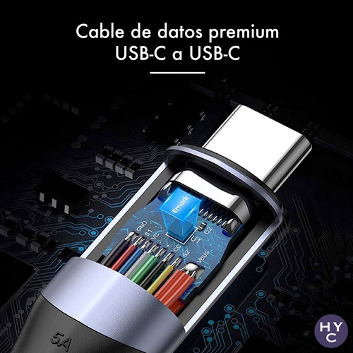 Imagen 3 de 10 de Cable 2 Metros Usb C Thunderbolt 3 100w 4k 60ghz 10gbps
